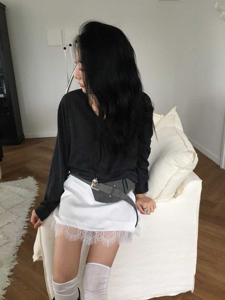 高質蕾絲邊光澤感連身裙