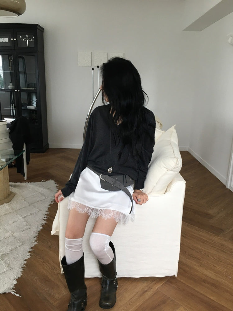 高質蕾絲邊光澤感連身裙