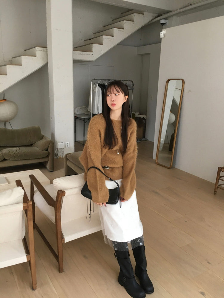 美肩毛流質感寬鬆毛衣