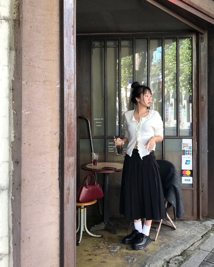 不修邊雙層細節百褶裙