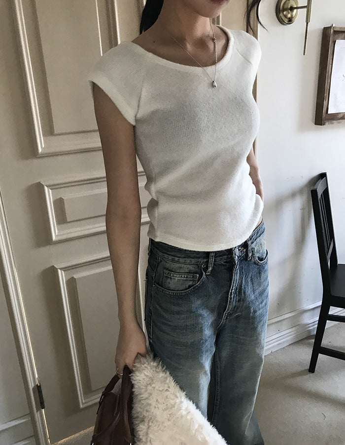 拉克蘭袖弧下擺修身上衣