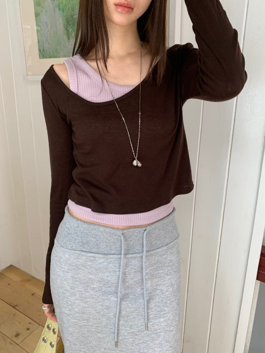 坑紋不對稱細節背心