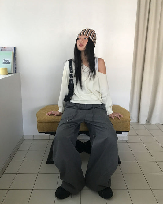 復古條紋撞色針織帽