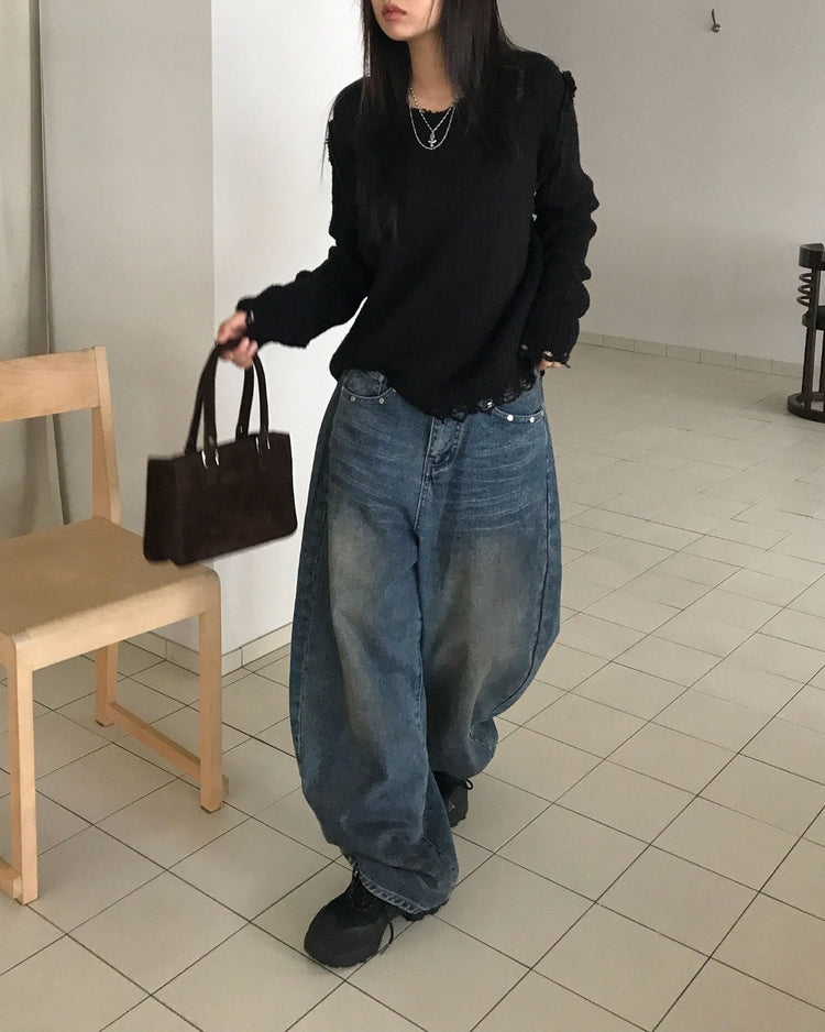 破壞感不修邊細節針織衫