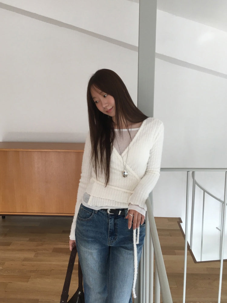 毛絨親膚綁帶細節上衣