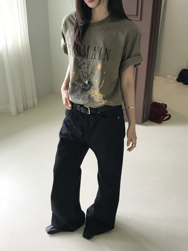 復古印花天使圖案寬鬆上衣