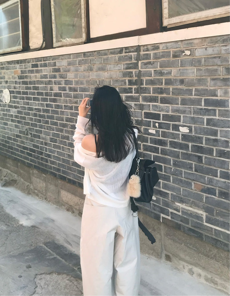 美色微透深V排鈕針織外套