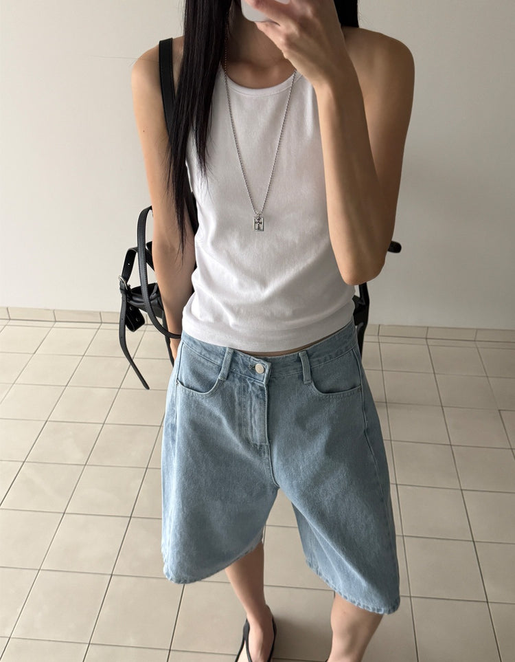 美挖背削肩細節背心