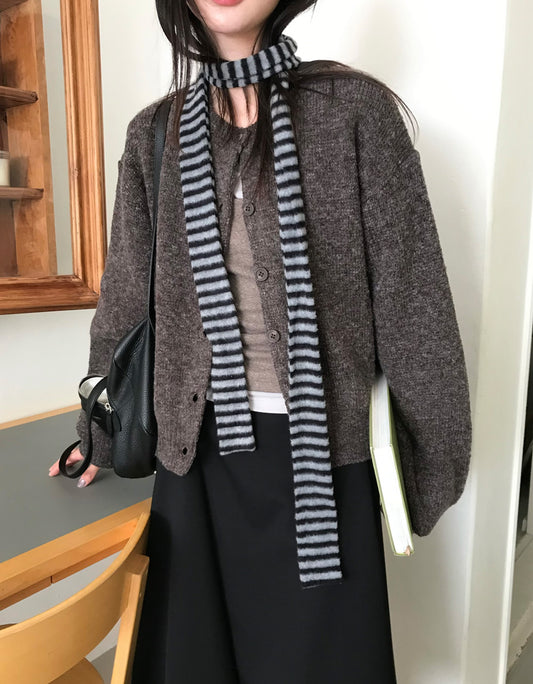 混色基礎排鈕針織外套