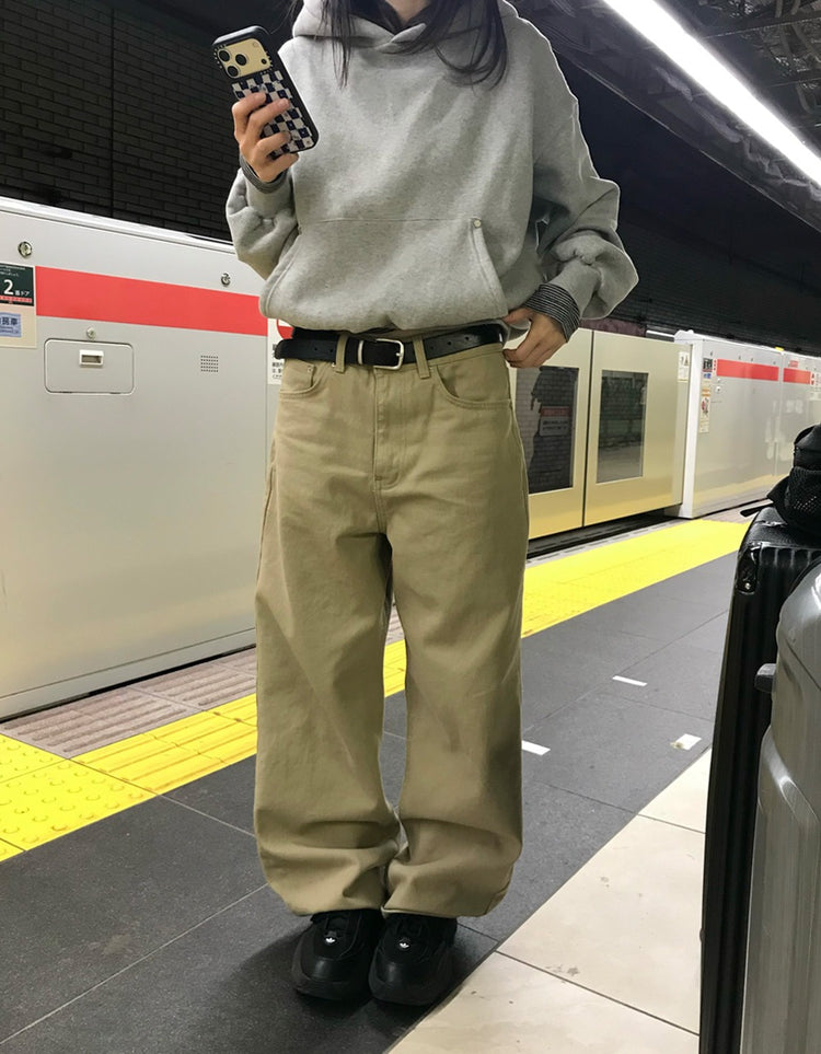 背口袋細節寬鬆直褲