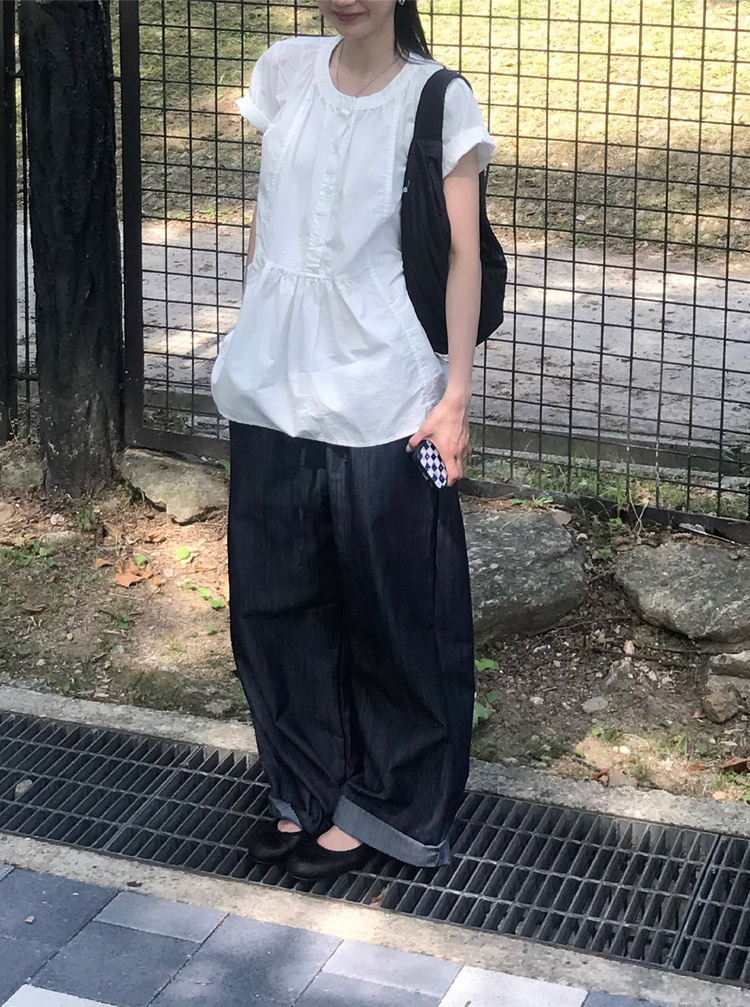 柔軟抽繩休閒牛仔褲