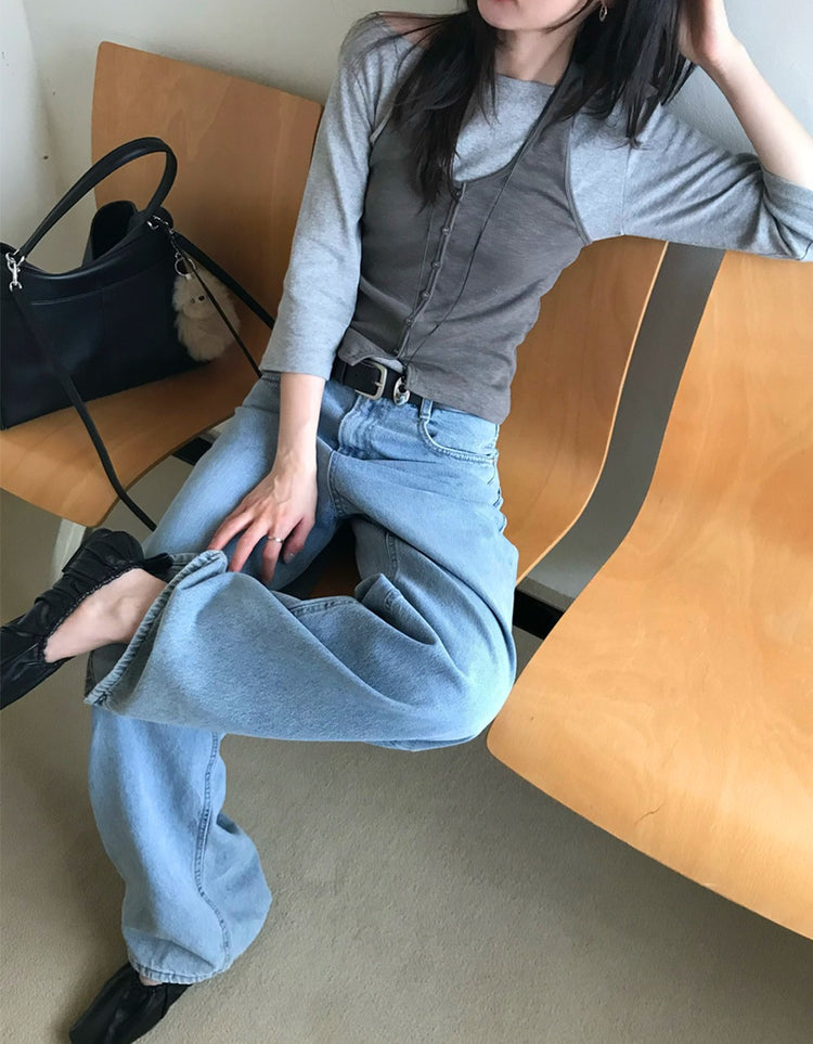 美刷色經典直版牛仔褲