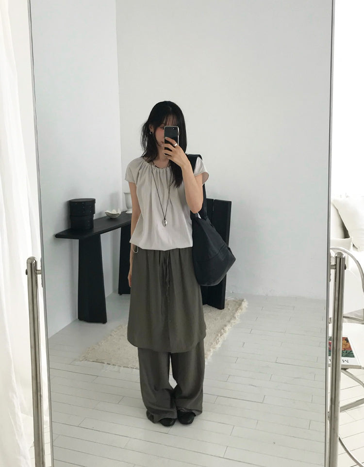 霧光澤排鈕細節裙褲