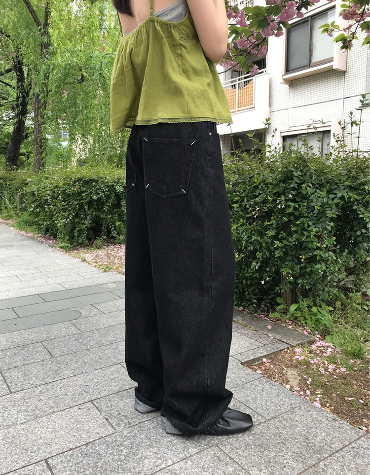 口袋明線細節牛仔褲