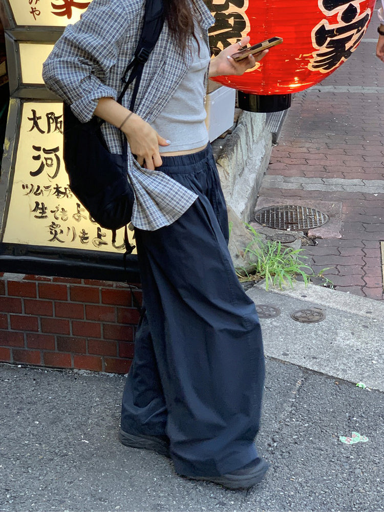 休閒雙壓褶寬鬆闊褲