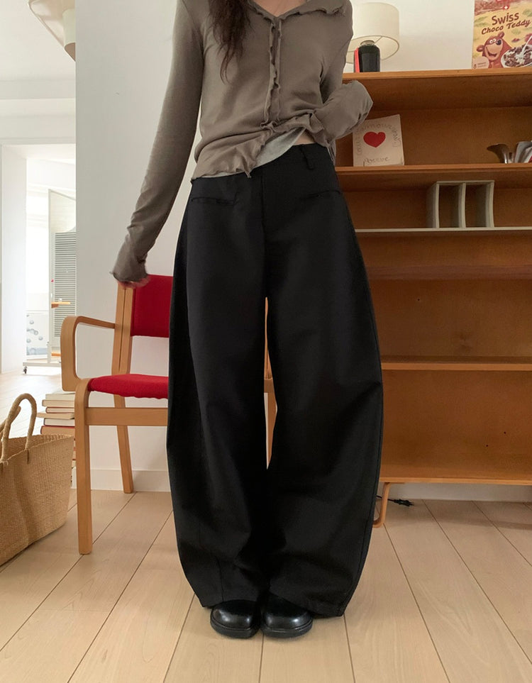 側壓線弧形細節廓形西褲