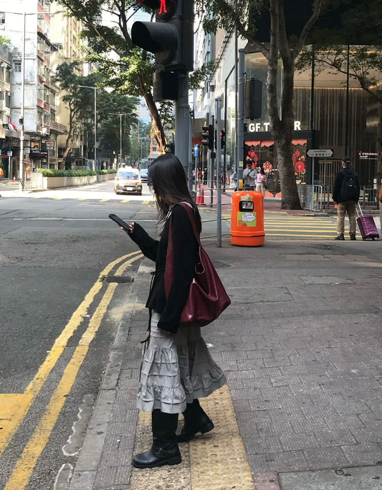 微傘層次感抽繩中裙