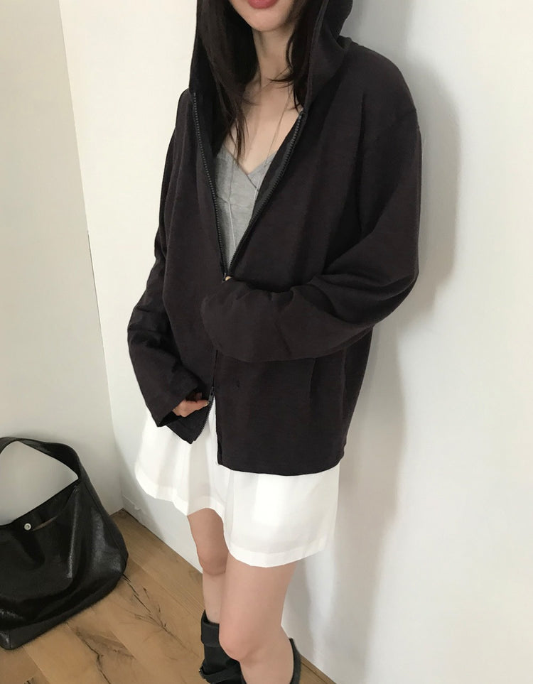 初秋雙拉鏈連帽外套