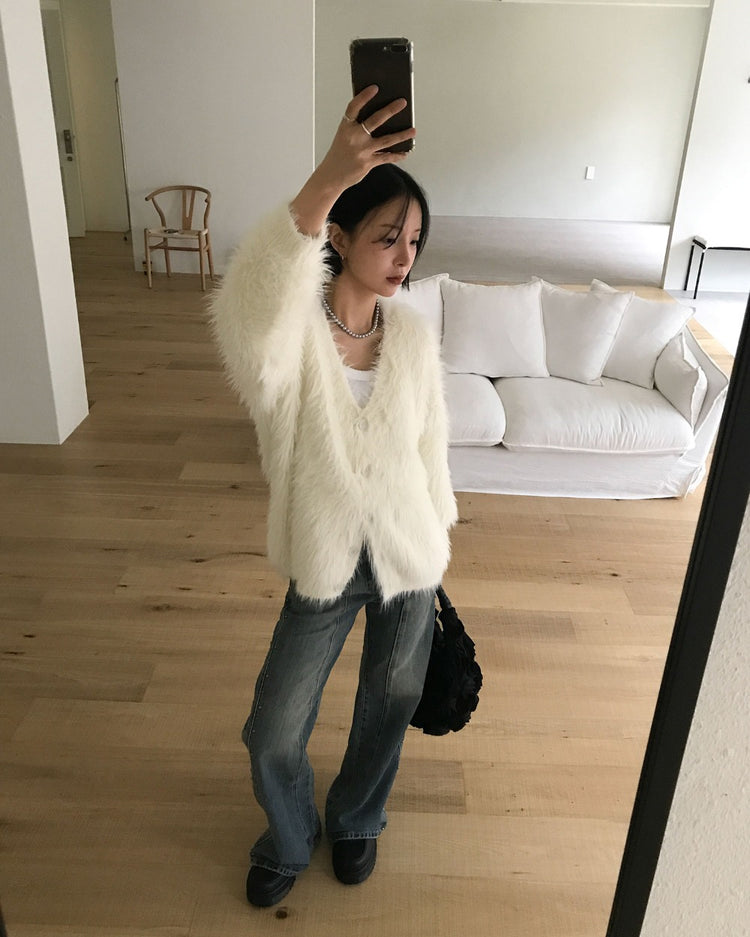 弧壓線側鉚釘細節牛仔褲