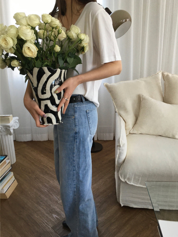 U領隨性寬鬆上衣