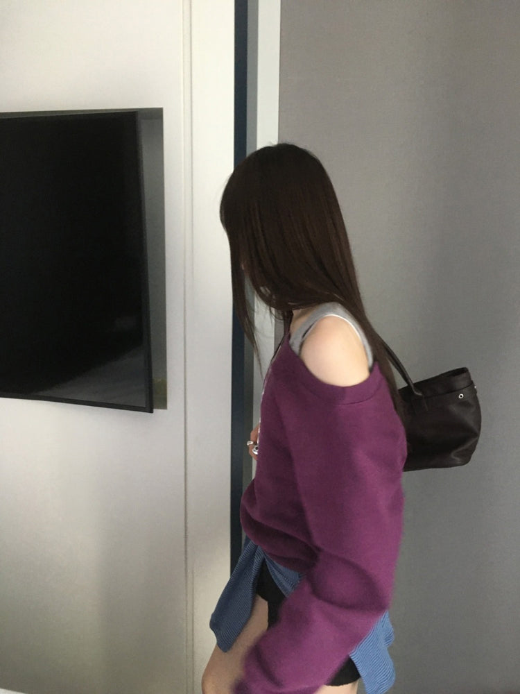 美色露肩細節衛衣