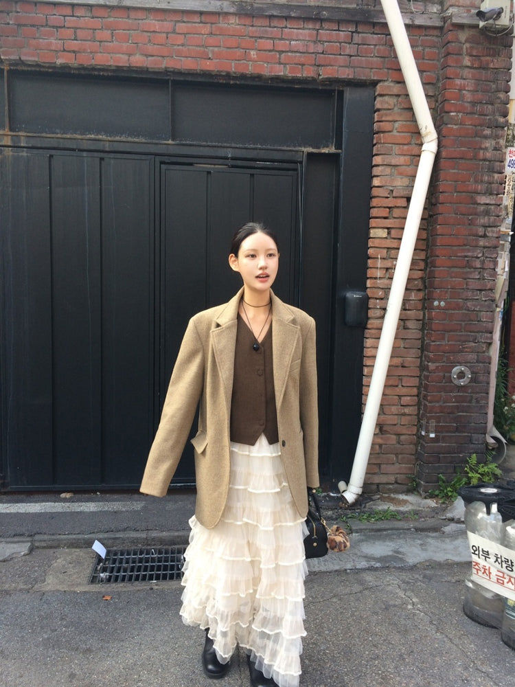 極美透紗蛋糕層次感及踝裙