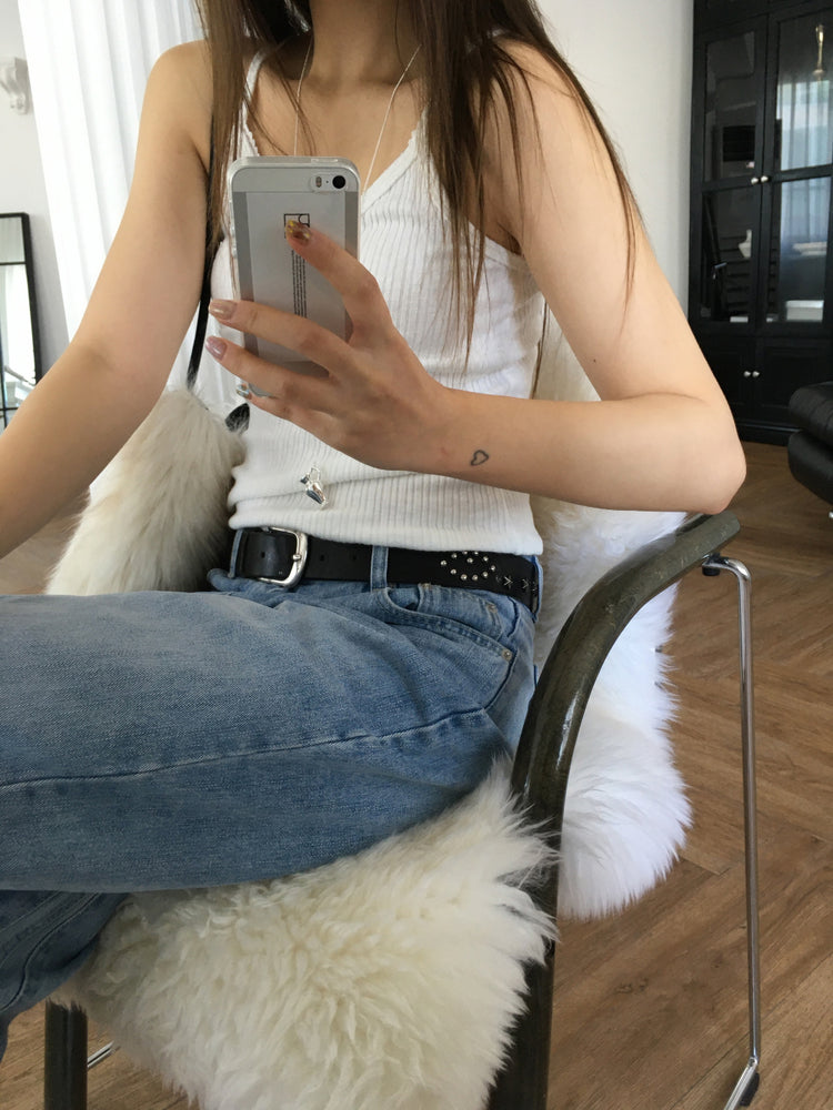 交疊蕾絲捲邊細節背心