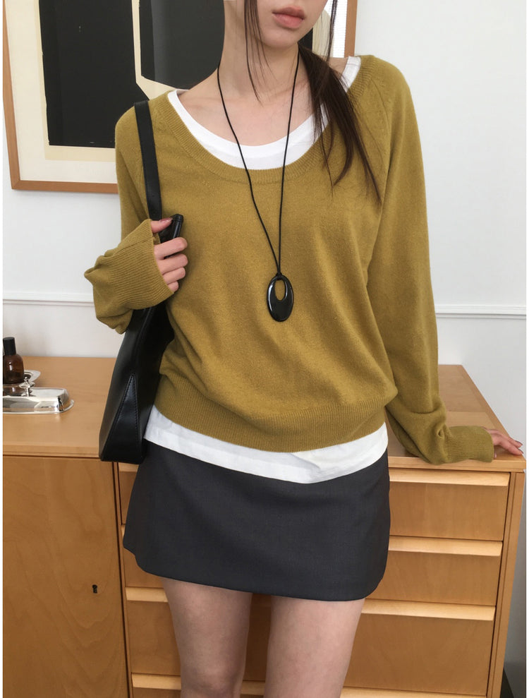 U領隨性寬鬆上衣