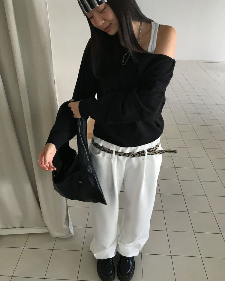 船領美肩細節針織上衣
