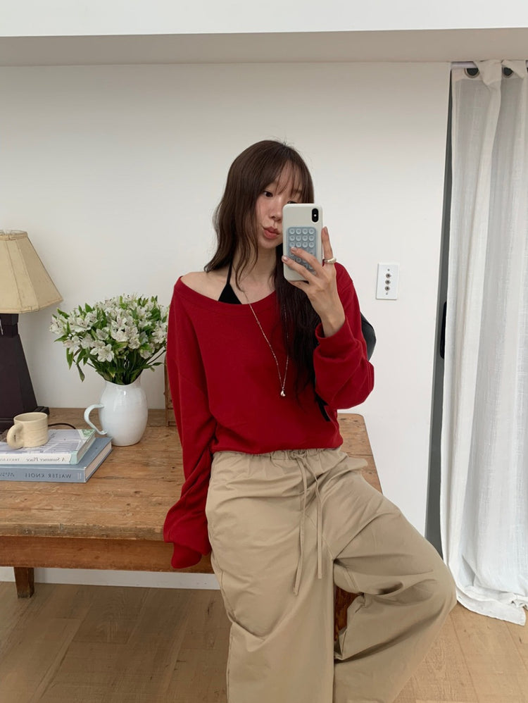 美肩U領修腰上衣