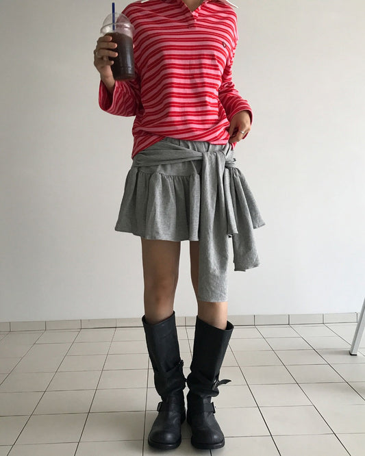 造型感綁腰細節棉裙
