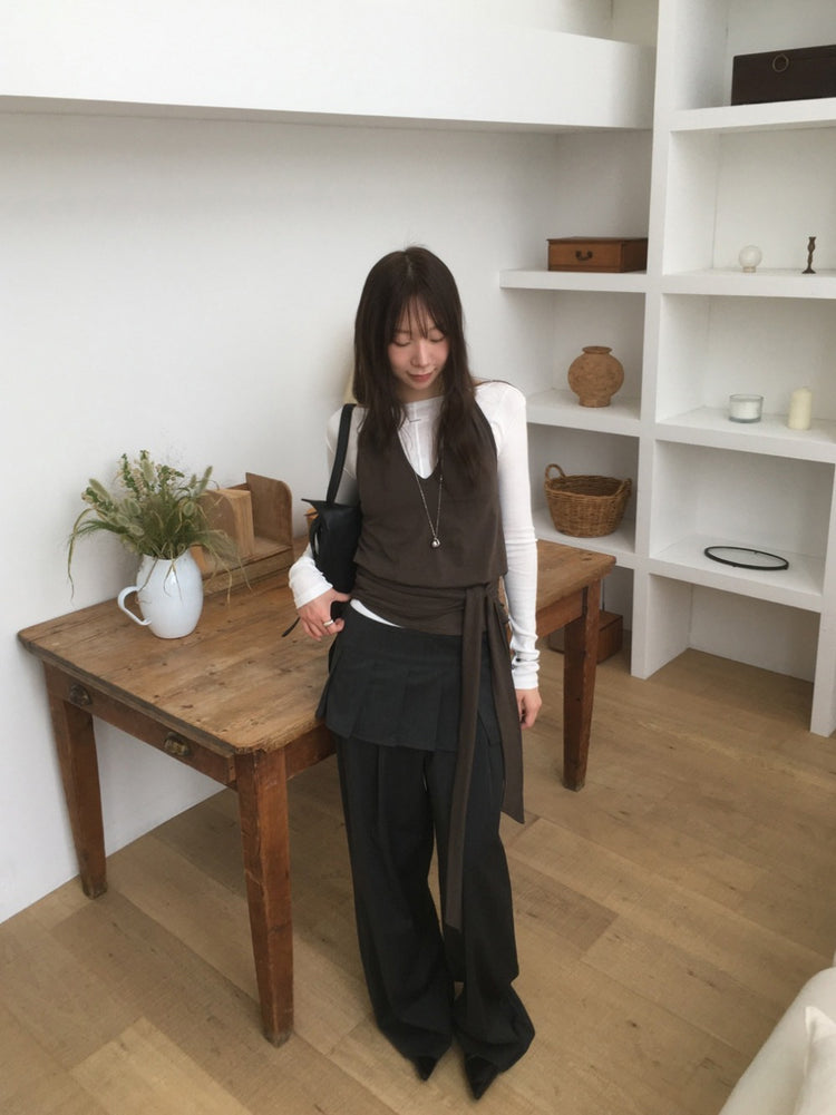 經典條紋雙褶直褲
