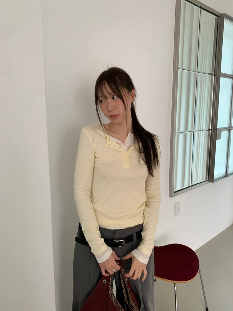 低腰視覺褲耳細節單褶直褲