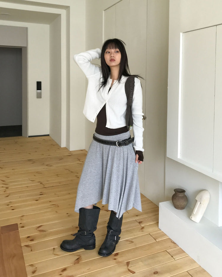 不規則下擺細節棉裙