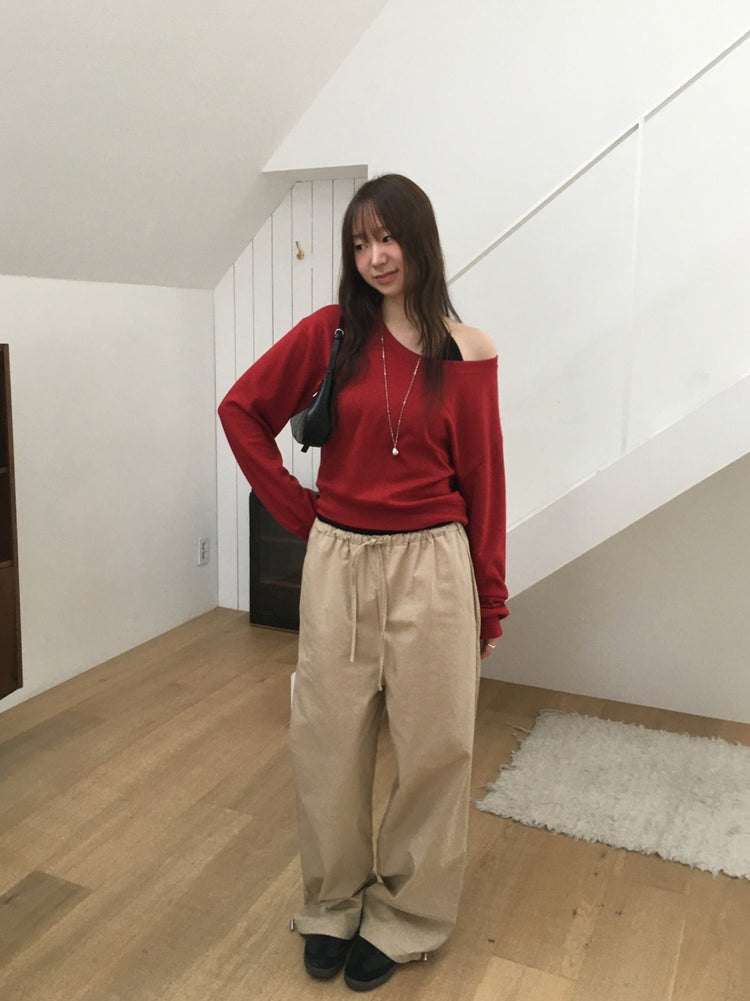 美肩U領修腰上衣