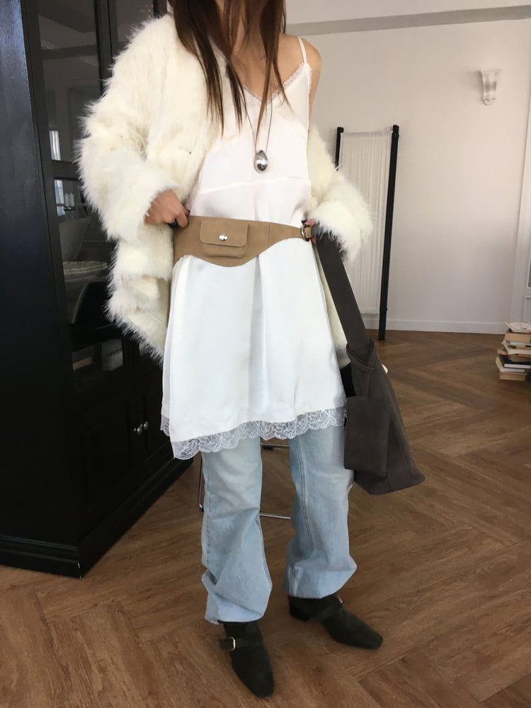 霧光蕾絲邊連身裙