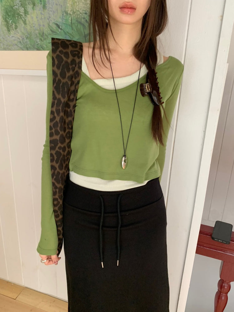 豹紋前口袋細節單肩袋