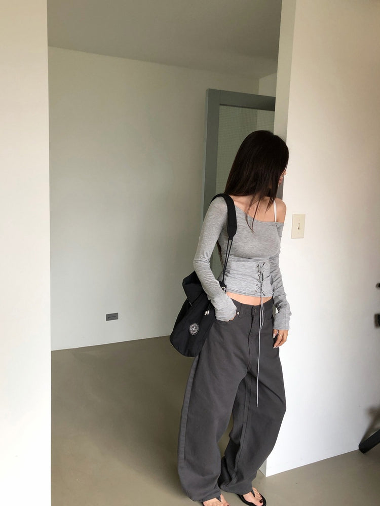 美肩馬甲綁帶設計感上衣