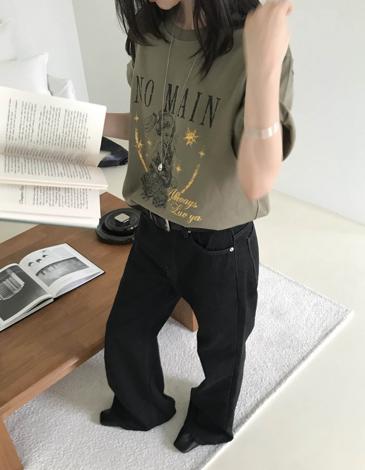 復古印花天使圖案寬鬆上衣