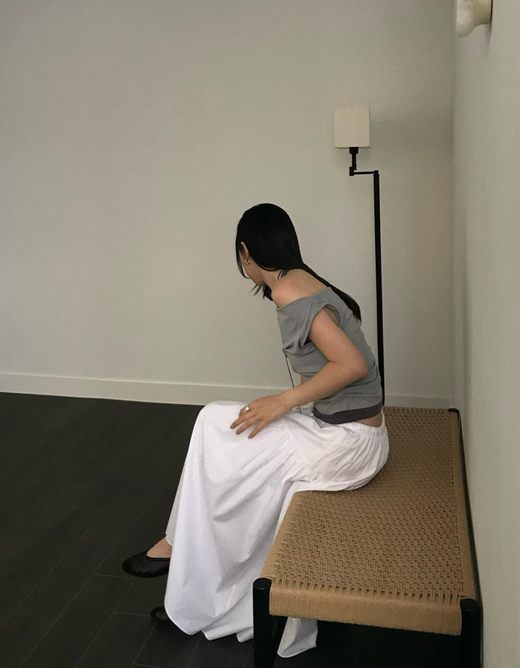 美肩抓皺細節假兩件上衣