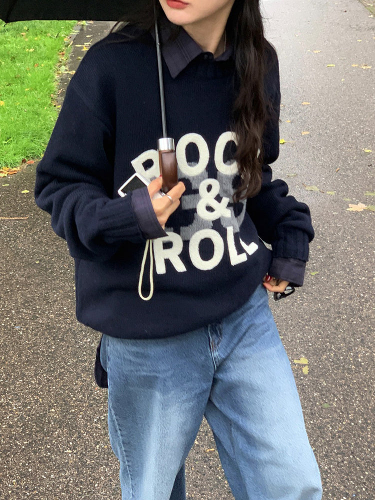 高質字母印花針織毛衣