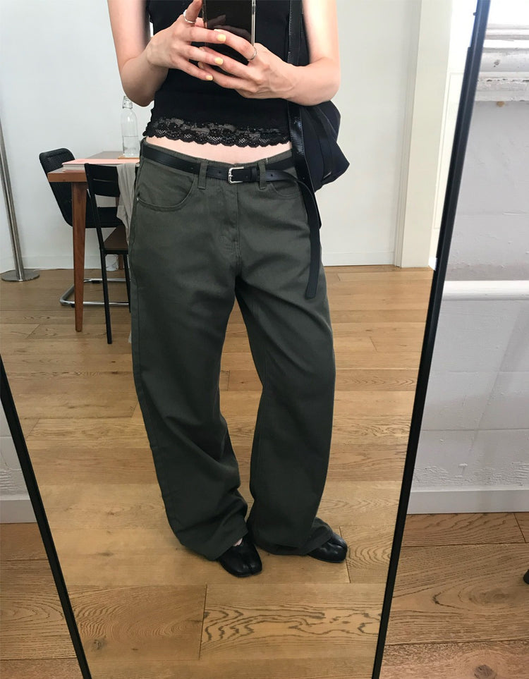 美色極簡低腰修身直褲