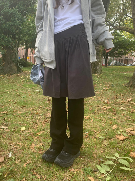 寬腰頭雙扣細節半裙