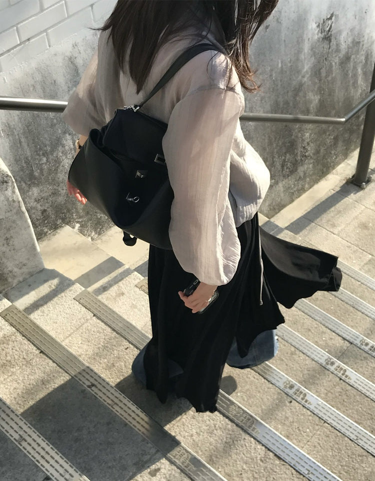 透膚抽繩下擺拉鏈外套