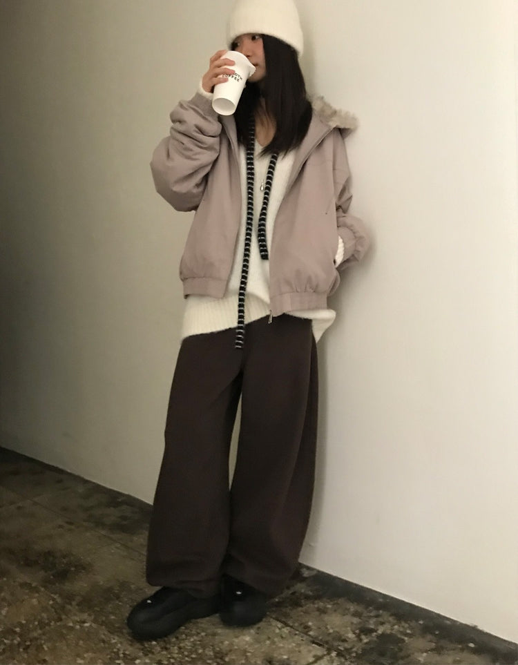 基礎美色內刷毛繭型褲