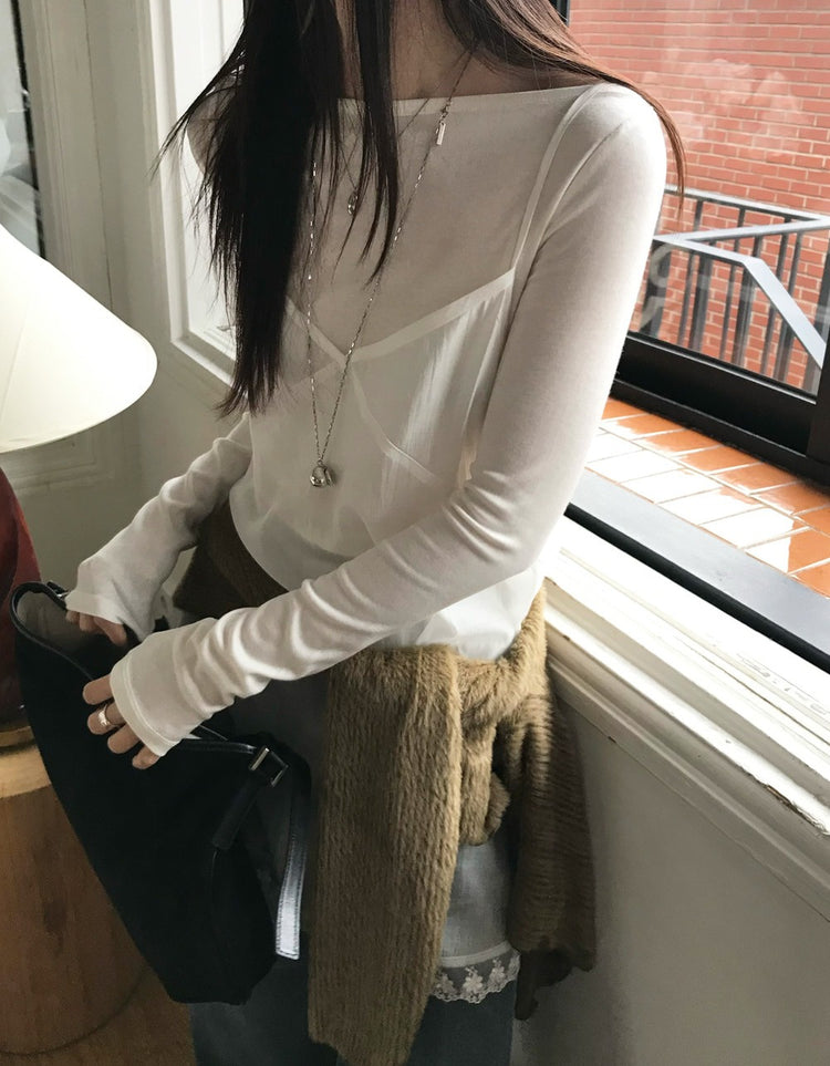 美色船領修身上衣