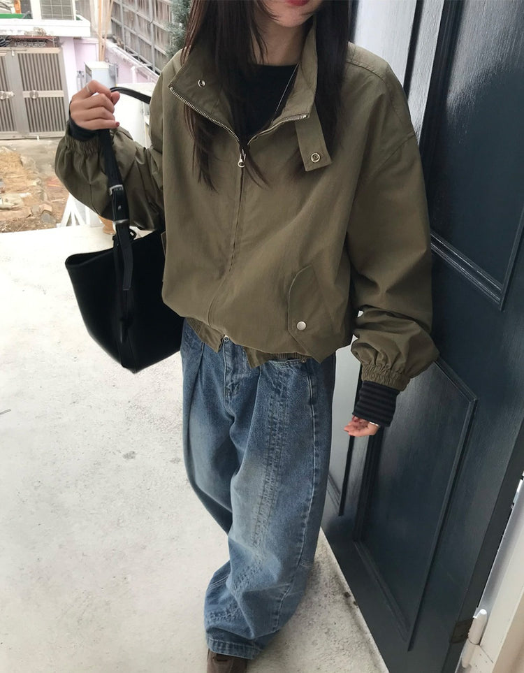 復古立領雙拉鏈細節外套