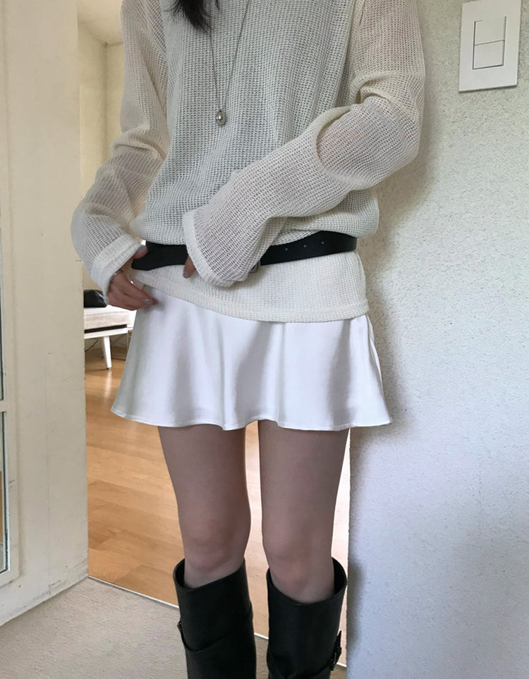 光澤感微傘短裙