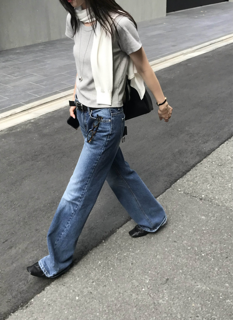 美刷色boot cut低腰牛仔褲