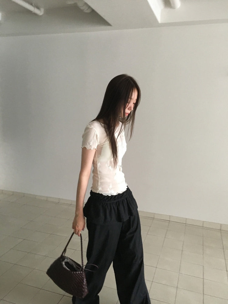 透膚立體花設計感上衣